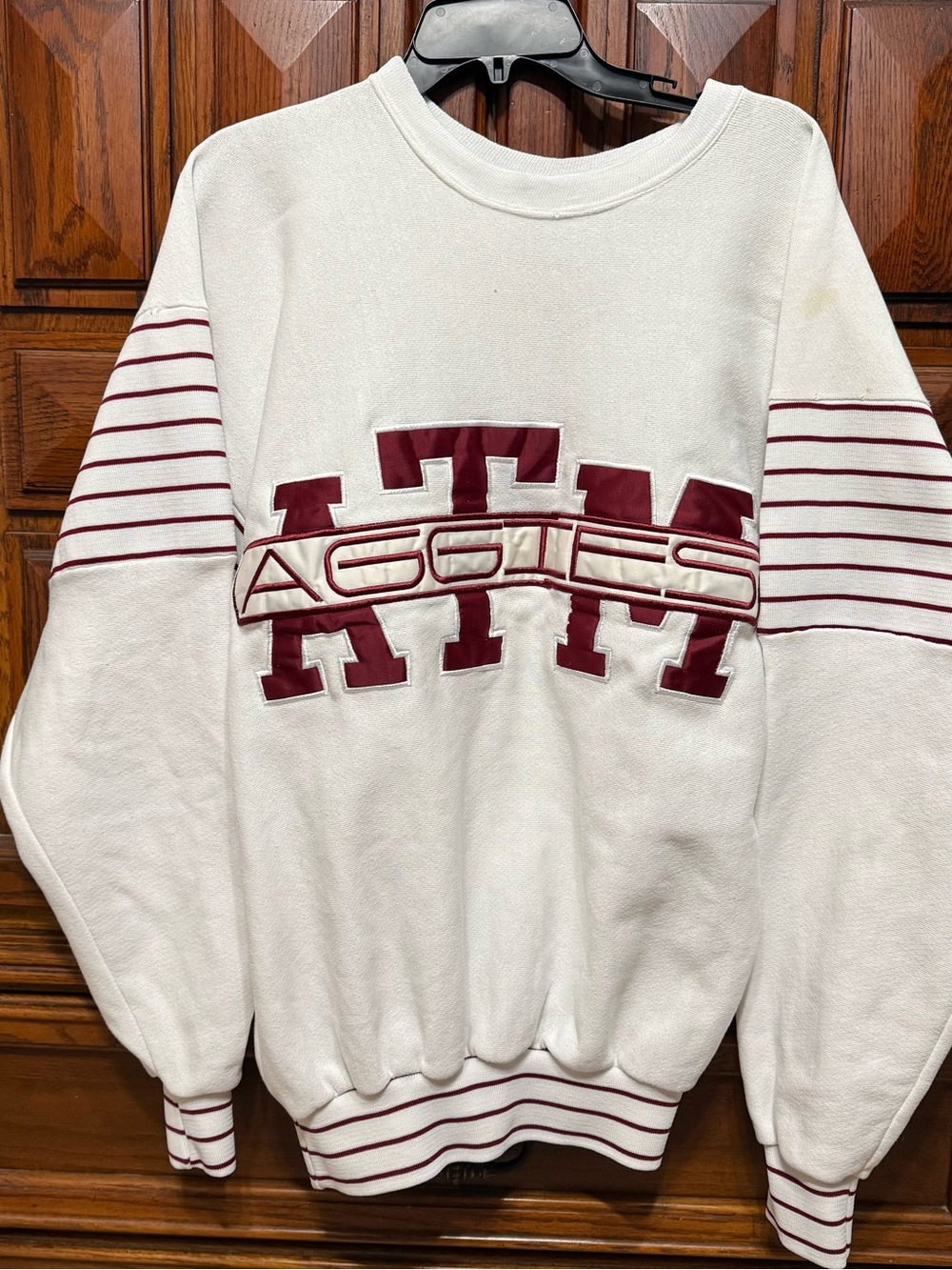 Vintage Texas A&M Sweatshirt Embroidered Large Logo Varsity Stripes Size Large